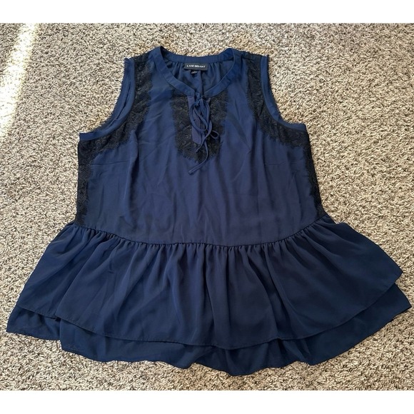 Lane Bryant Tops - Land Bryant‎ Women's Navy Blue Black Lace sleeveless peplum blouse Size 16